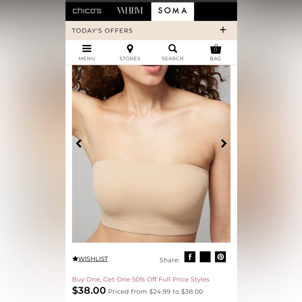 Soma Enbliss Nude Strapless Bandeau